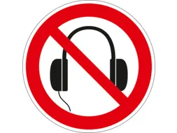 verbodsbord,Gebruik van koptelefoon verboden,PVC,Ø 50mm