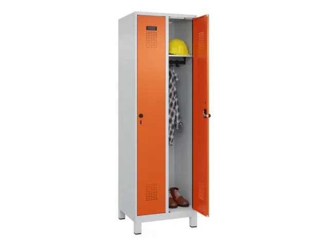 locker,HxBxD 1950x600x500mm,2vak,vak B 300mm,draaigrendel,voeten