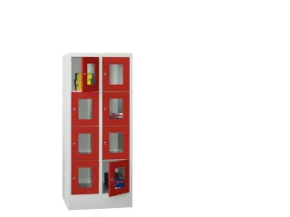 lockerkast,HxBxD 1518x600x500mm,2x4vakken,RAL7035,front RAL3000 - 2