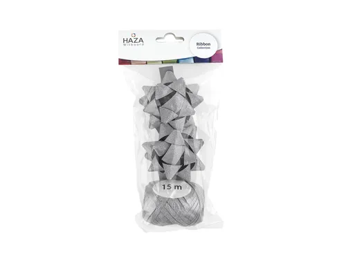 Polyband combi set glitter zilver cadeaulint 1 ei 2 rozetten