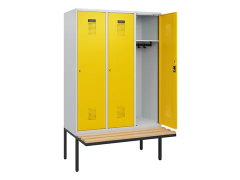 locker met bank,HxBxD 1950x1200x815mm,3vak,vak B 400mm,cilinderslot
