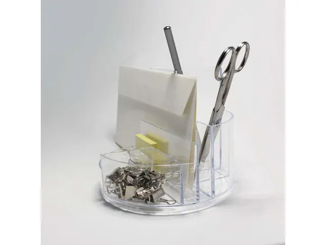 Pennenkoker MAUL roundbox 7 vakken Ø140x125mm transparant