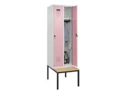 locker met bank,HxBxD 2120x600x815mm,2vak,vak B 300mm,draaigrendel