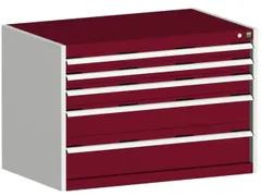 ladekast HxBxD 700x1050x750mm 5laden romp RAL7035 front RAL3004