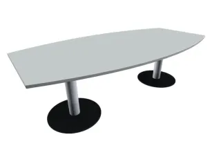 Vergadertafel Vatvorm Hxbxd 72x240x80/120cm Lichtgrijs Frame Ral9006 - 1