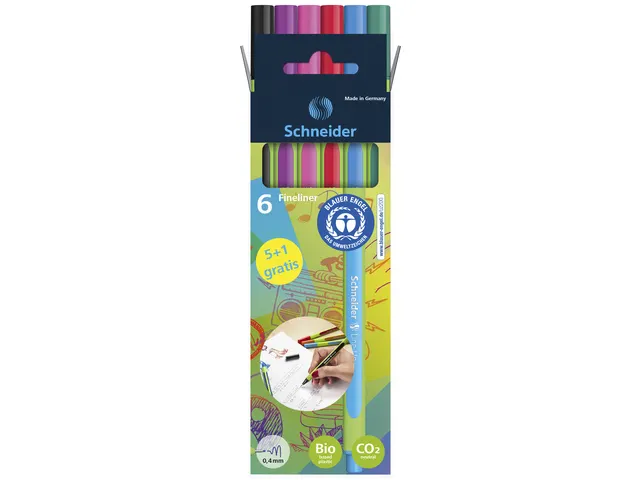Fineliner Schneider Line-Up 0,4mm assorti 5+1 stuks