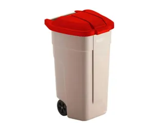 Mobiele container 100 Liter Beige Rood - 1