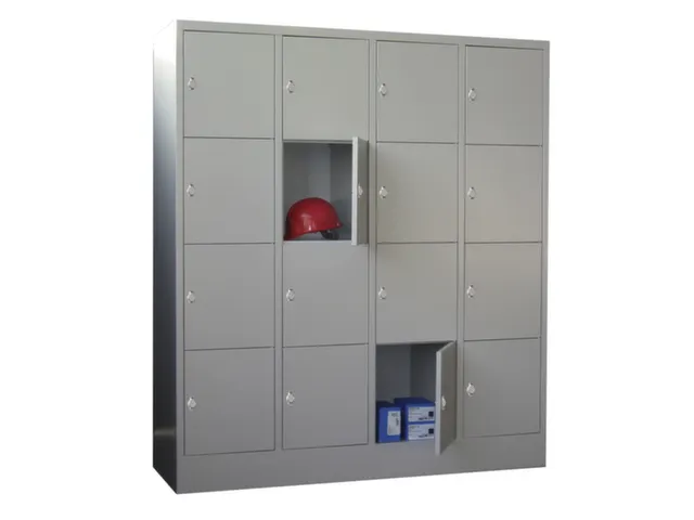 lockerkast,RAL 7035,HxBxD 1850x1600x500mm,4x4vakken,vak B 400mm