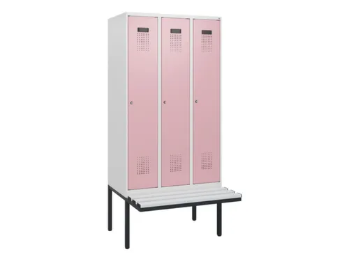 locker met bank,HxBxD 1950x900x815mm,3vak,vak B 300mm,cilinderslot