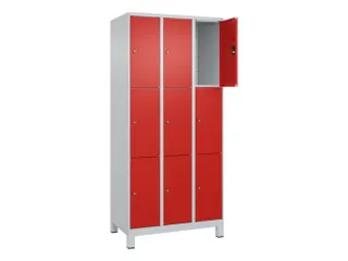 lockerkast,HxBxD 1950x900x500mm,3x3vakken,vak B 300mm,cil.-slot,voeten - 1