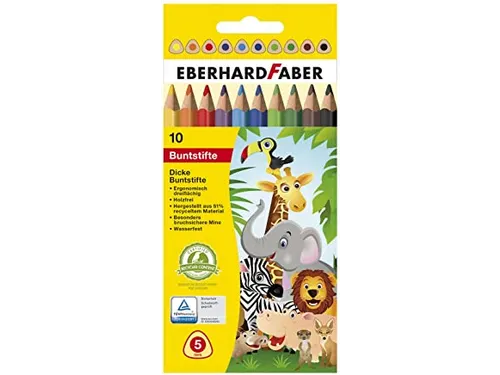 Kleurpotlood Eberhard Faber Jumbo 10 stuks driekantig in kartonnen etu