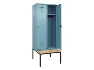 locker met bank,HxBxD 2120x800x815mm,2vak,vak B 400mm,draaigrendel - 2