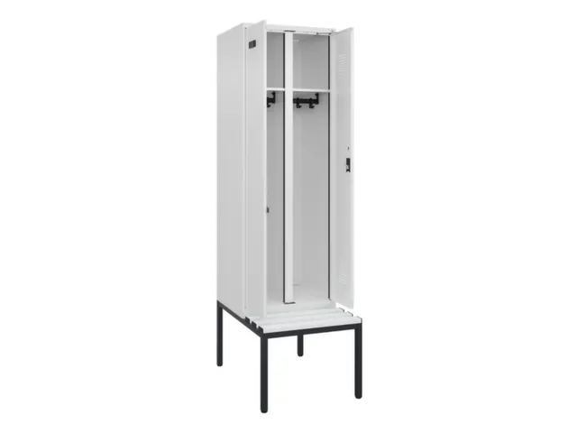 locker met bank,voor scheiding van kleding,HxBxD 2120x600x815mm,2vak