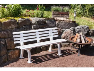 Kunststofbank 740x1500x380mm Zit H 440mm 9 Latten 2 Pootstellen Wit - 3