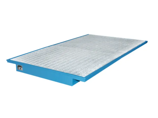 ophangbak,opvangvol. 200l,HxBxD 140x2150x915mm,m. rooster,staal