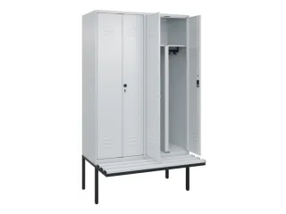 PBM-locker met bank,HxBxD 2120x1200x815mm,4vak,vak B 300mm,cil.-slot - 2