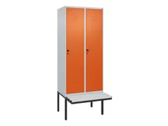 locker met bank,HxBxD 2120x800x815mm,2vak,vak B 400mm,draaigrendel