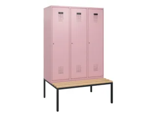 locker met bank,HxBxD 1950x1200x815mm,3vak,vak B 400mm,cilinderslot - 2