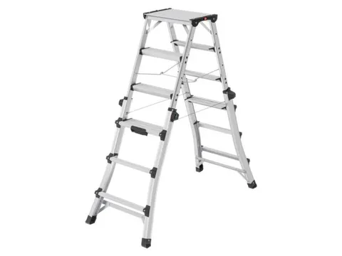 Telescopische dubbele ladder,beide zijden,2x4-6sporten/treden