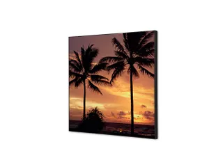 Wanddecoratie Textiel Set 40x40cm Palmbomen Zonsondergang - 1