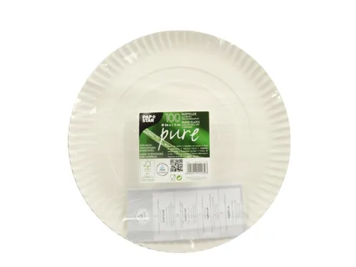Papstar Pure Bord rond 26cm FSC karton Wit 100 stuks