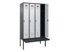 locker met bank,HxBxD 2120x1200x815mm,4vak,vak B 300mm,draaigrendel
