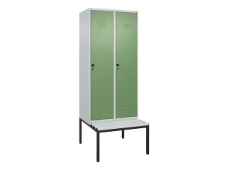 locker met bank,HxBxD 2120x800x815mm,2vak,vak B 400mm,draaigrendel - 1