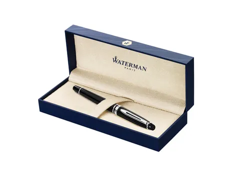 Rollerpen Waterman Expert Black lacquer CT Fijn Zwarte inkt