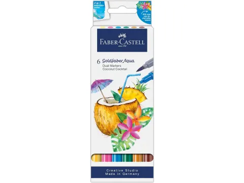 Duo aquarelmarker Faber-Castell Goldfaber kartonetui 6 stuks Coconut