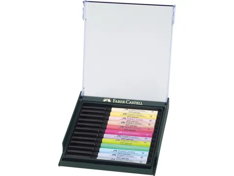 Tekenstift Faber-Castell Pitt Artist Pen Brush set 12 stuks pastel