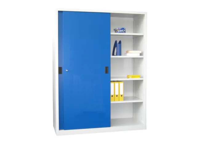 schuifdeurkast,HxBxD 1950x1500x600mm,RAL7035,front RAL5010