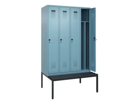 locker met bank,voor scheiding van kleding,HxBxD 2120x1200x815mm,4vak