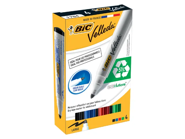 Viltstift Bic Velleda 1701 whiteboard rond large assorti 4 Stuks