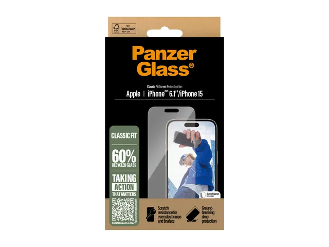 PanzerGlass Screen Protector iPhone 16 | 15 | Classic Fit, Apple, A