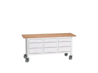 werkbank HxBxD 830x1750x600mm multiplexblad 9laden RAL7035 - 1