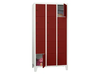 lockerkast,HxBxD 1850x900x500mm,3x5vakken,RAL7035,front RAL3000 - 2