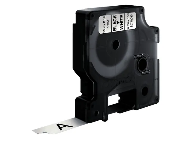 Labeltape Dymo 16953 D1 718040 12mmx3.5m nylon zwart op wit S0718040