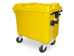 Vuilcontainers,660l,romp HDPE geel,HxBxD 1165x1265x775mm,4zwenkwielen
