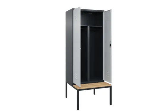 PBM-locker met bank,HxBxD 2120x800x815mm,2vak,vak B 400mm,cil.-slot