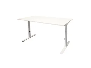 Bureau Linesto Plus Hoogte instelbaar 200x80cm Krijtwit, T-poot Wit - 1