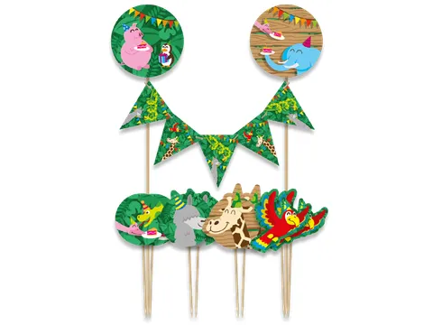 Cake decoratie Jungle 9 stuks