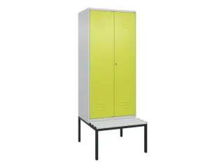 PBM-locker met bank,HxBxD 2120x800x815mm,2vak,vak B 400mm,cil.-slot - 1