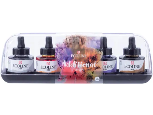 Ecoline waterverf 30 ml, 5 additionele kleuren