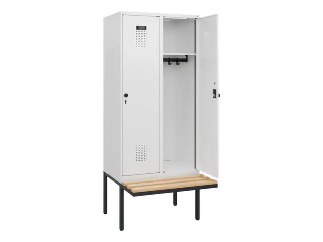 locker met bank,HxBxD 1950x800x815mm,2vak,vak B 400mm,draaigrendel
