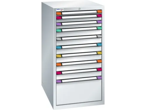 ladekast,HxBxD 1200x605x695mm,10lade(n),RAL7035,front RAL7035