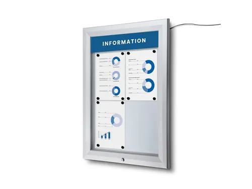 Outdoor mededelingenbord 4x A4 met logopaneel LED verlicht