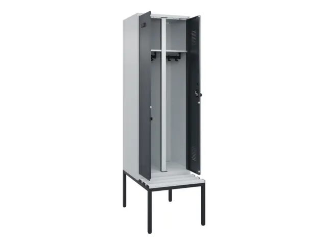 locker met bank,voor scheiding van kleding,HxBxD 2120x600x815mm,2vak