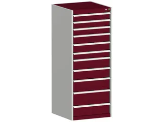 ladekast HxBxD 1600x650x650mm 11laden RAL7035 front RAL3004 - 2