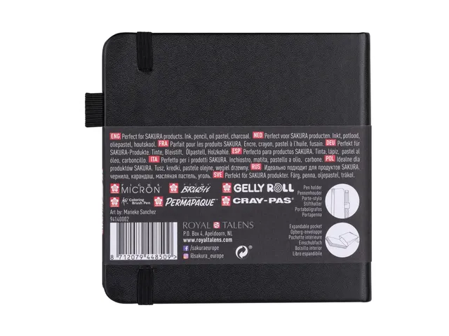 Schetsboek Sakura 80 witte vellen 140gr 120x120mm zwart