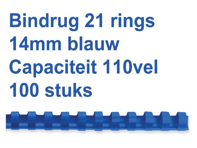 Bindrug GBC 14mm 21-rings A4 blauw 100stuks | InbindmachineShop.nl